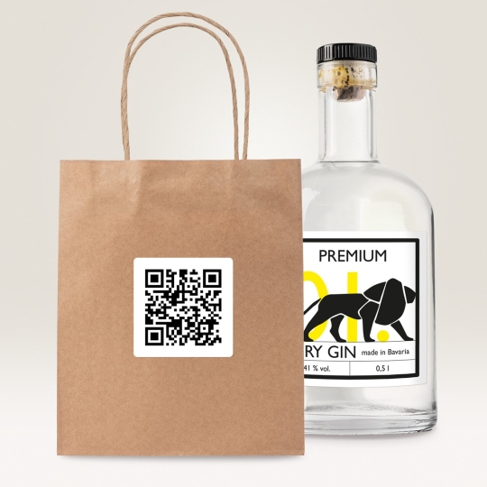 Egyedileg tervezhető és nyomtatható öntapadós QR-kód címke.